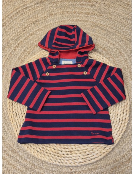 SUDADERA BB MARINO/ROJA CAPUCHA