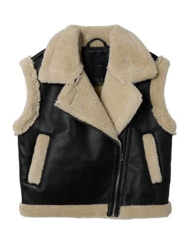 CHALECO POLIPIEL NEGRO FORRADO