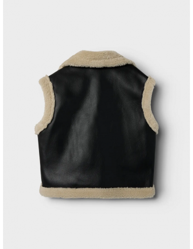 CHALECO POLIPIEL NEGRO FORRADO
