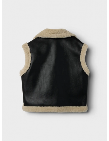 CHALECO POLIPIEL NEGRO FORRADO