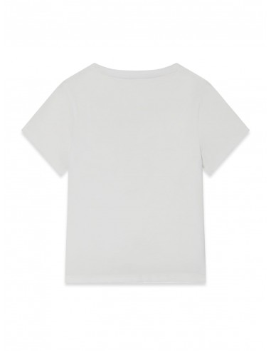 CAMISETA BLANCA CON LOGO ROSA Y LENTEJUELAS