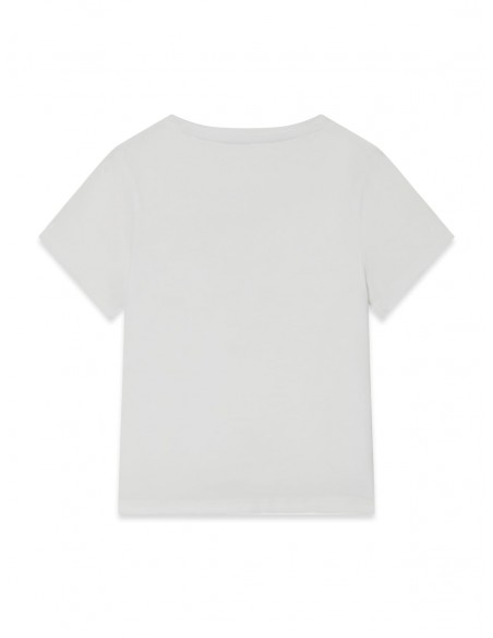 CAMISETA BLANCA CON LOGO ROSA Y LENTEJUELAS