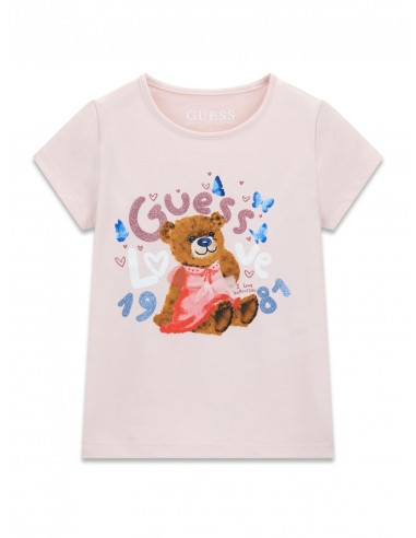 CAMISETA ROSA OSO Y LOGO GLITTER