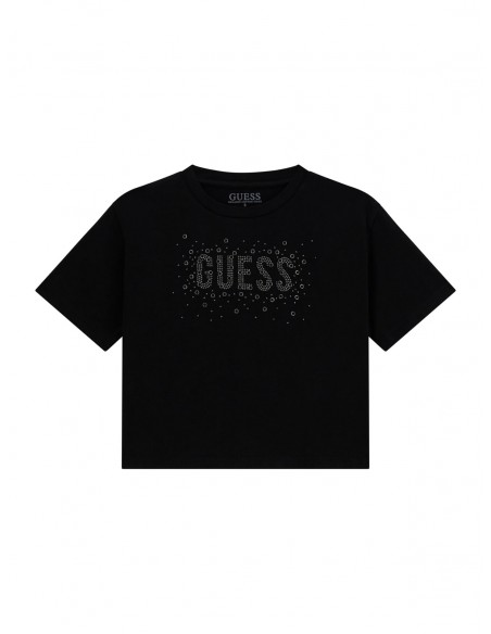 CAMISETA NEGRA CON LOGO PIEDRITAS