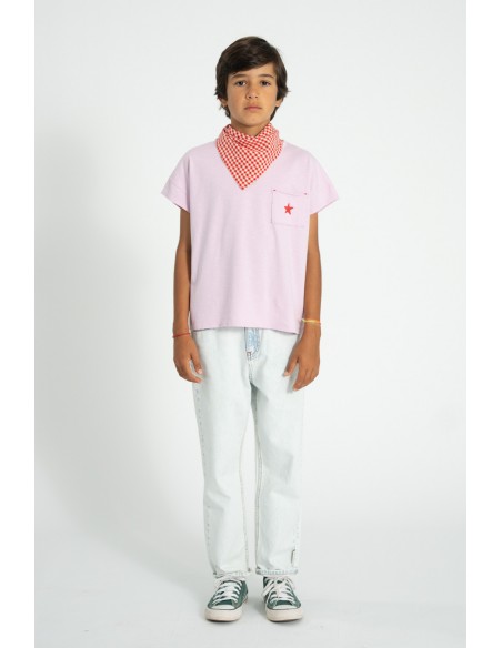 CAMISETA LILA BOLSILLO A