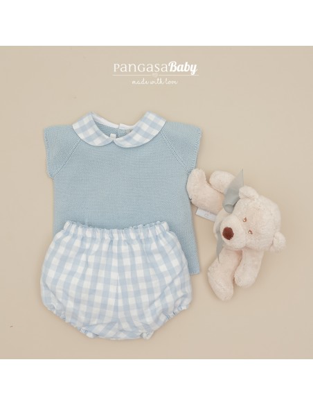 TRAJE 2P CUADROS CELESTE EMPOLVADO