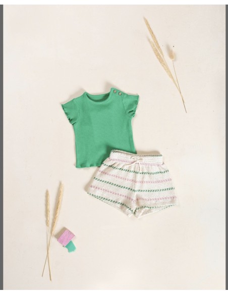 SHORT RAYAS MALVA/VERDE