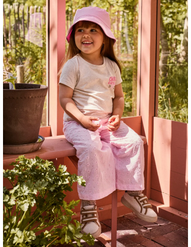 PANTALON ROSA FLOR BORDADA 