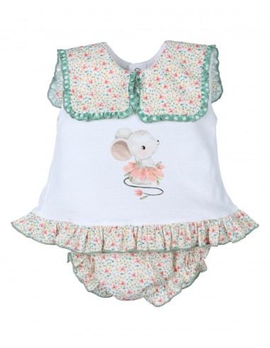 CONJ. CAMISETA RATITA+BRAGA FLORES VERDE