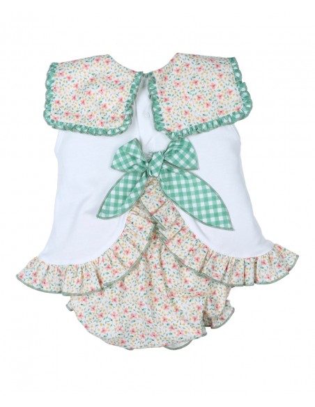 CONJ. CAMISETA RATITA+BRAGA FLORES VERDE