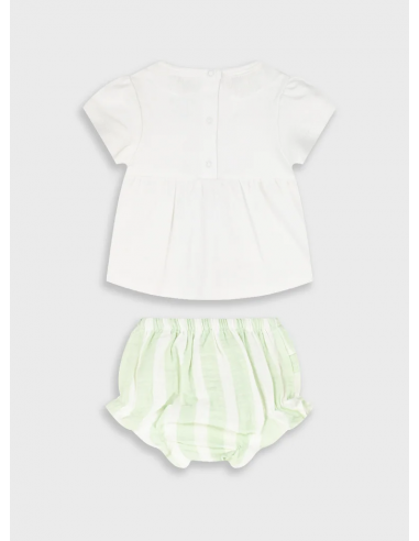 CAMISETA FLOR Y TUL+BRAGUITA VERDE AGUA/BLANCA