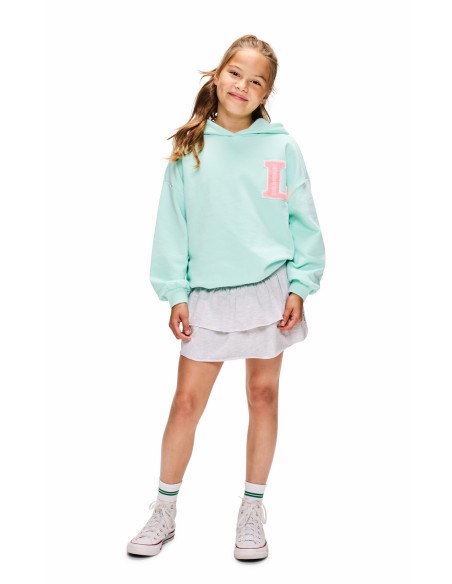 SUDADERA VERDE MINT/ROSA FLUOR CAPUCHA