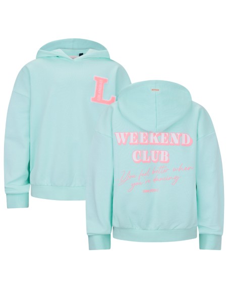 SUDADERA VERDE MINT/ROSA FLUOR CAPUCHA