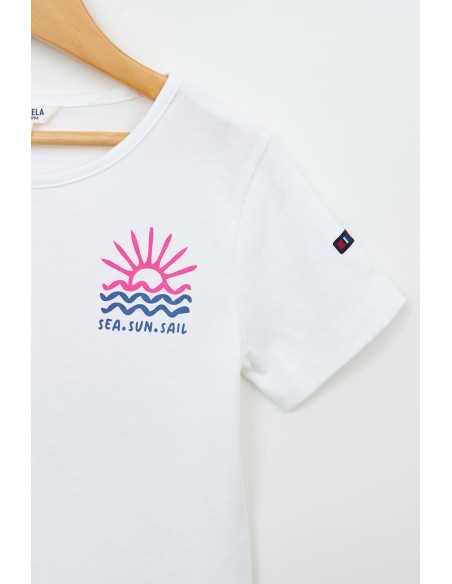 CAMISETA BLANCA  ATARDECER ESPALDA