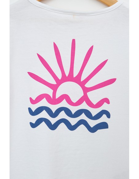 CAMISETA BLANCA  ATARDECER ESPALDA