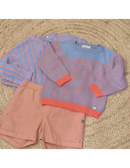 JERSEY RAYAS AZUL/CORAL