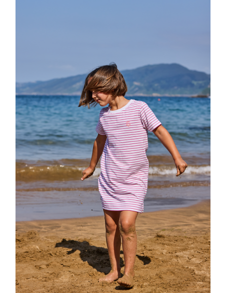 VESTIDO RAYAS FUCSIAS