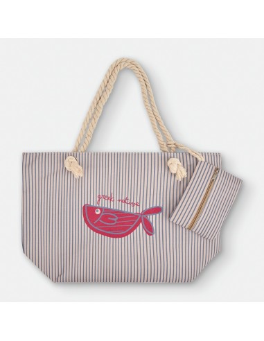 BOLSO PLAYA RAYAS AZULES
