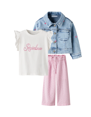 PANTALON ROSA FLOR BORDADA 