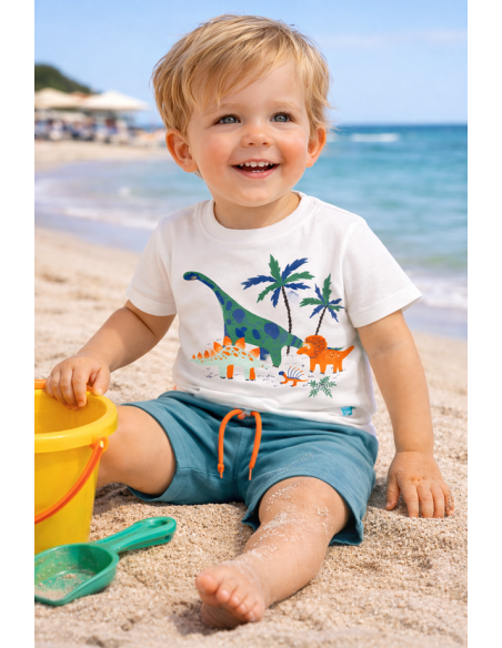 CAMISETA DINOS+BERMUDA AZUL