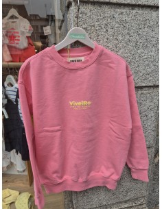 SUDADERA VIVEIRO EN ROSA FLUOR/ AMRILLO 