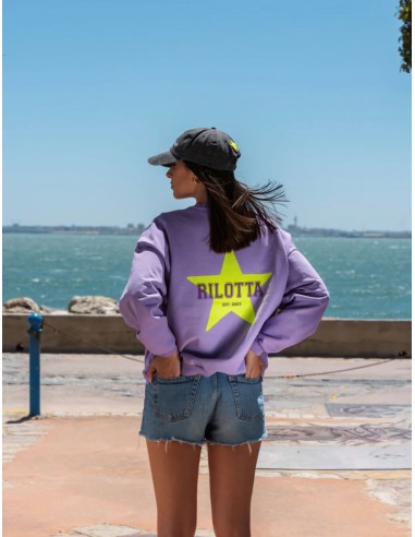 SUDADERA STAR GLITTER MALVA/AMARILLO FLUOR