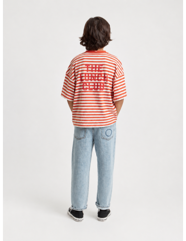 CAMISETA RED & ECRU STRIPES APLE PRINT