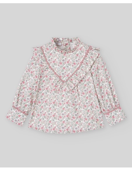 BLUSA ESTAMPADA FLORAL ROSA ATARDECER