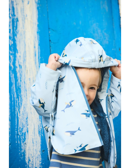 CAPA CHUBASQUERO BALLENAS AZUL 