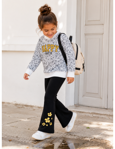 SUDADERA HAPPY PRINT+LEGGING TROMPETA NEGRO
