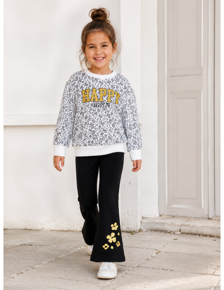 SUDADERA HAPPY PRINT+LEGGING TROMPETA NEGRO