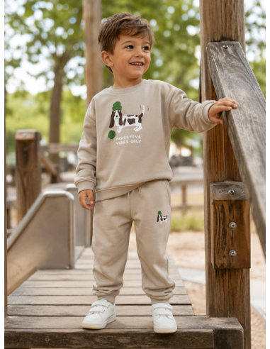 SUDADERA+JOGGER BEIG PERRO