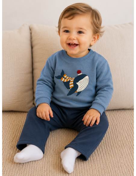 SUDADERA BALLENA+ JOGER MARINO