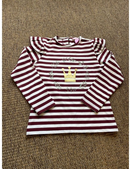 CAMISETA RAYAS+FALDA BURDEOS