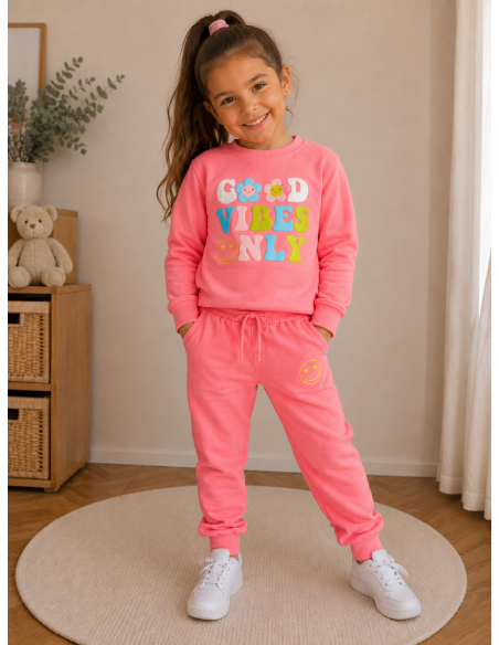 SUDADERA+JOGGER GOOD VIBES CORAL