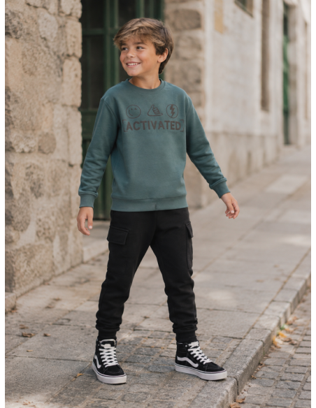 SUDADERA VERDE+CARGO NEGRO