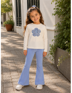 CAMISETA FLOR DE PETALOS AZUL  