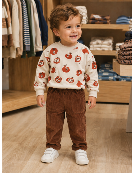 SUDADERA  BEIGE CON GRANADAS