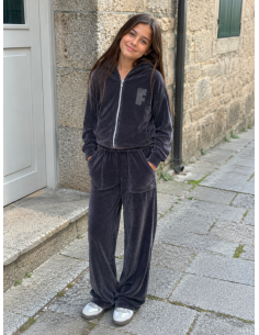 SUDADERA+PANTALON DE TERCIOPELO GRIS 