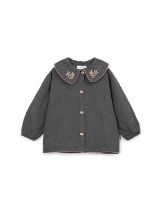  BLUSA CUELLO FLOR BORDADA ANTRACITA