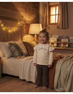 CONJ SUDADERA BEIGE+LEGGING TROMPETA MARRON 2