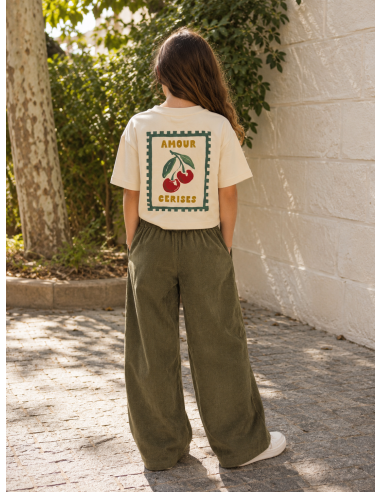CAMISETA BEIGE AMOUR CEREZAS