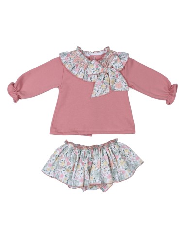CONJ. SUDADERA+BRAGUITA FLORES ROSA PALO