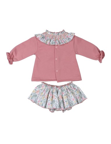 CONJ. SUDADERA+BRAGUITA FLORES ROSA PALO
