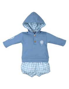 SUDADERA GLOBO CAPUCHA+BOMBACHO VICHY AZUL