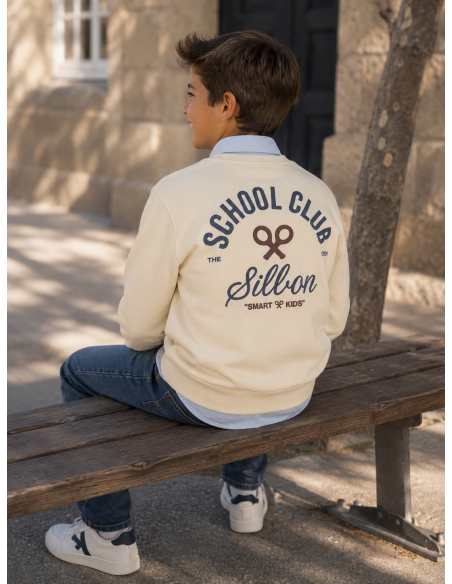 SUDADERA SCHOOL CREMA