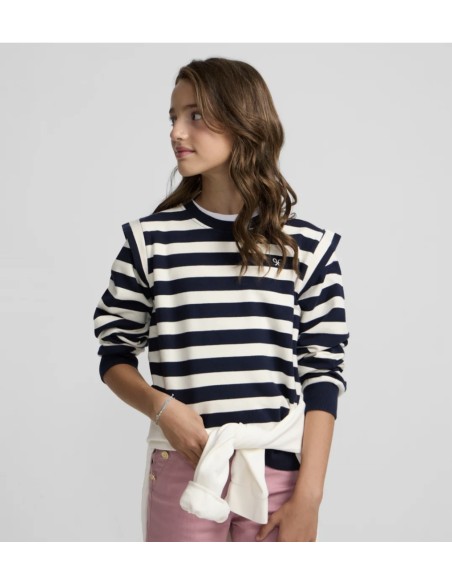 SUDADERA RAYAS MARINO/CRUDO HOMBRERAS