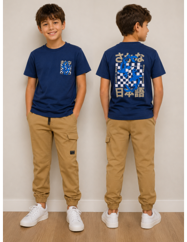 CAMISETA AZUL/BEIGE PEZ