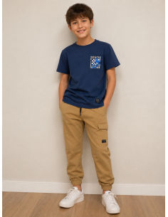 CAMISETA AZUL/BEIGE PEZ 2