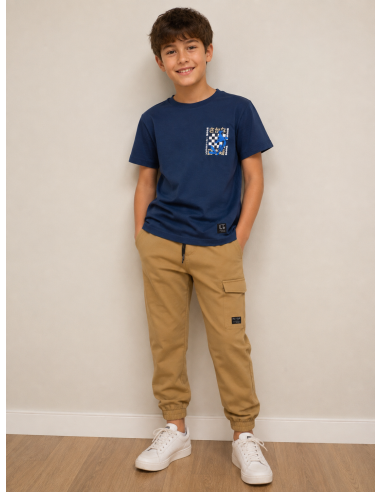 CAMISETA AZUL/BEIGE PEZ